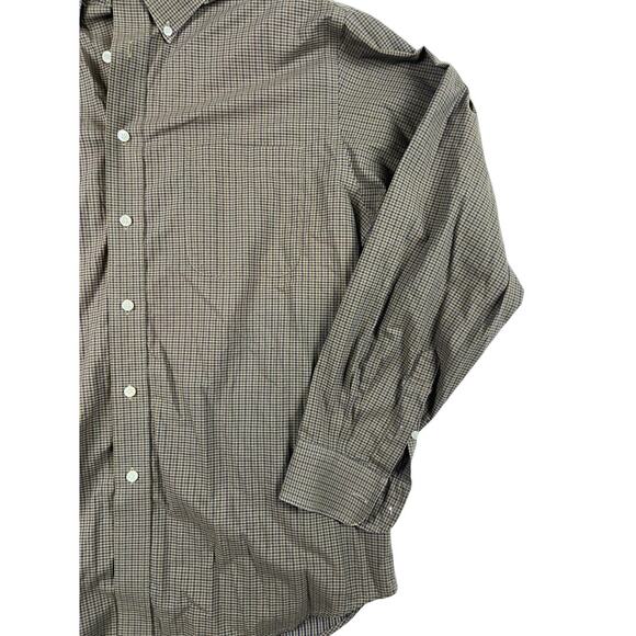 Roundtree & Yorke Mens Dress Shirt Large Green Gingham Check Button Down - Picture 2 of 9